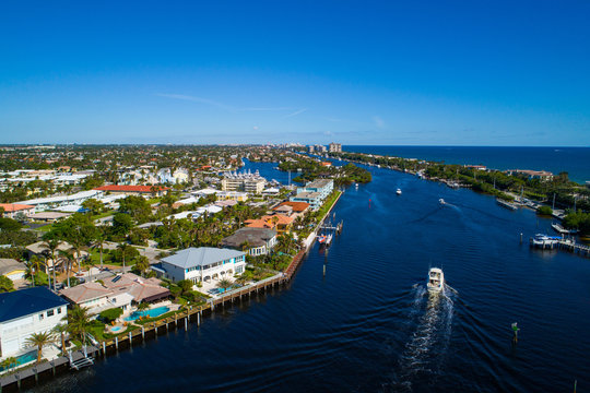 Aerial image Hillsboro Florida Intracoastal waterway and luxury homes