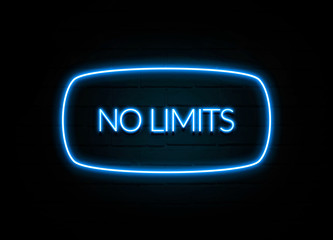 No Limits  - colorful Neon Sign on brickwall