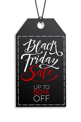 Label with Lettering Black Friday Sale. Isolated vector illustration on white background.