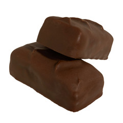 Two chocolate bars isolated on white background