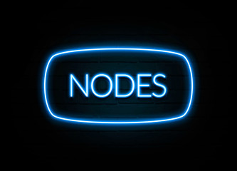 Nodes  - colorful Neon Sign on brickwall