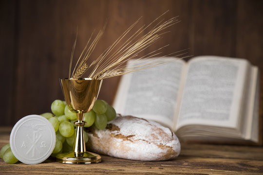 Holy Communion Bread, Wine for christianity religion