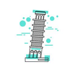 Wonder of the world flat line design icon