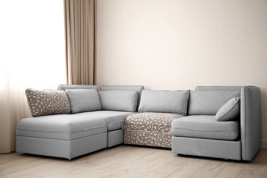 Modern interior with comfortable sofa