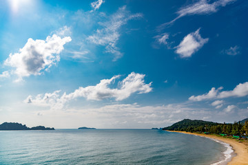 Sky , blue sky background with clouds , Sky with clouds on the Sea in summer season