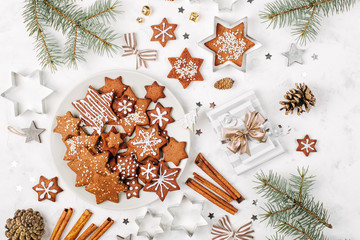 Christmas cookies composition, holiday concept.