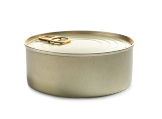 Tin can on white background