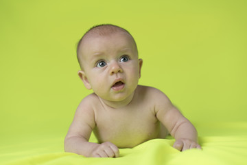 Cute happy baby girl crawling 