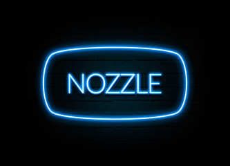 Nozzle  - colorful Neon Sign on brickwall