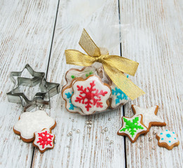 Christmas ginger and honey colorful cookies