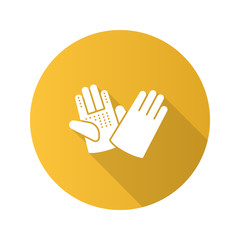 Construction gloves flat design long shadow glyph icon