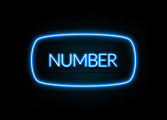 Number  - colorful Neon Sign on brickwall