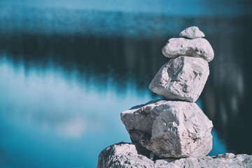 Calmness and harmony concept, zen stones stack over