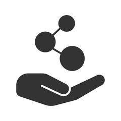 Open palms with network sign glyph icon