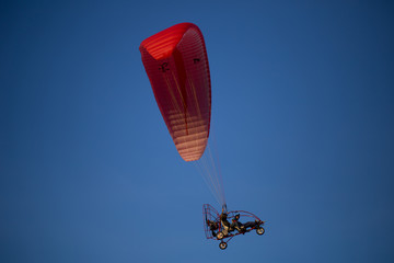 double moparaplan at the background of the evening blue sky
