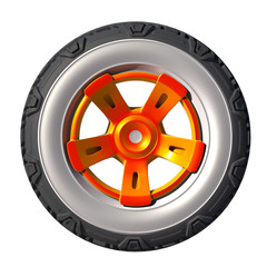 Fototapeta premium Automotive off road wheel isolated on white. 3D render