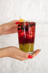 healthy drink vegan lifestyle fruit refreshing beverage background concept. Proper nutrition advertisement.