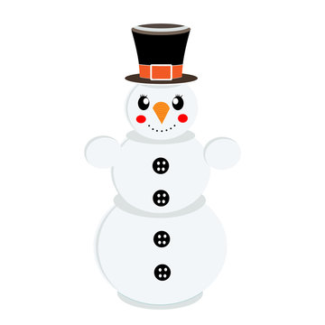 Funny Snowman on isolated white background. Vector illustration