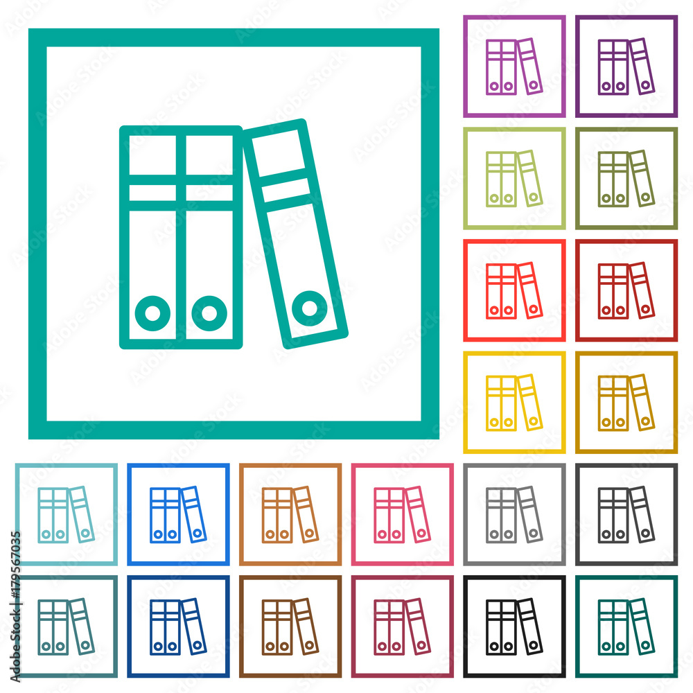 Poster document folders flat color icons with quadrant frames