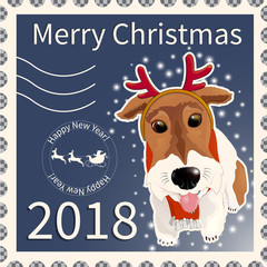 Fototapeta na wymiar Postage stamp with the fox terrier 2