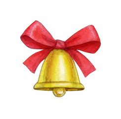 Watercolor christmas bell