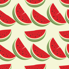 Vector illustration seamless pattern of watermelons. Background with melon