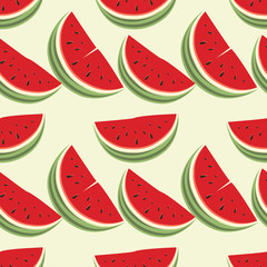 Vector illustration seamless pattern of watermelons. Background with melon