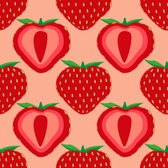 Vector illustration seamless pattern of strawberry fruit. Background with fruits