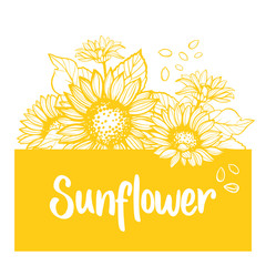 Sunflower. Sunflower card design. Vector illustration