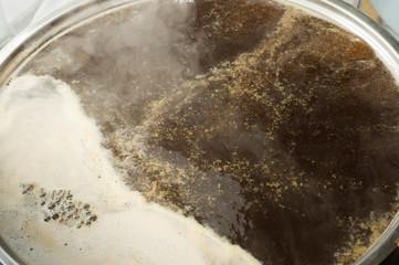 process of making home beer from malt. Kraft beer from barley and dark malt