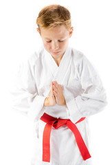 Pre-teen boy doing martial arts