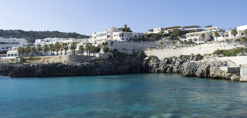 Fototapeta premium Rocks and sea in the city of Castro Marina, in Italy