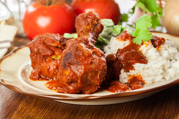 Chicken drumstick curry with rice