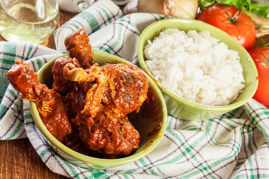 Chicken drumsticks curry with rice