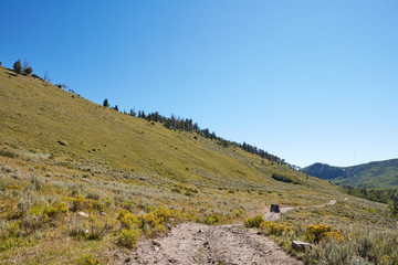 Scenic mountain scenery with a 4WD vehicle