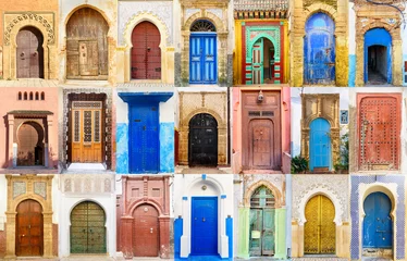 Deurstickers Collage van Marokkaanse toegangsdeur © Elena Odareeva