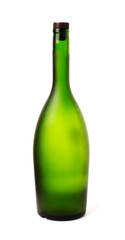 Green bottle of champagne