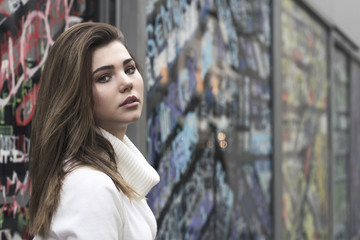 Fototapeta premium Fashion portrait of young beautiful woman.