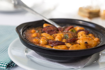 Albania's typical beans recipe, top view photo of the original plate recipe