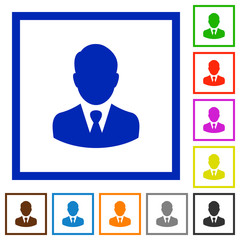 Businessman avatar flat framed icons