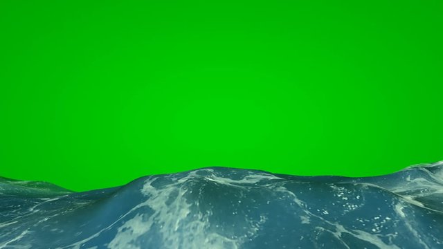 Sea on green screen. V.2. Waves and foam of the sea for video editing