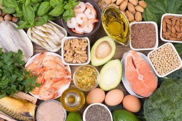 Omega 3 fatty acids food sources - obrazy, fototapety, plakaty