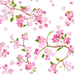 Blooming Spring Flowers Pattern Background. Seamless Fashion Print in vector