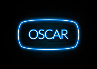 Oscar  - colorful Neon Sign on brickwall