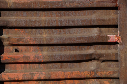 Rusty wall of the railway car