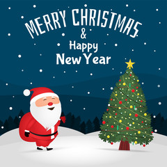 Merry Christmas. Christmas greeting card, poster, banner. Vector illustration