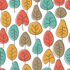 Autumn forest. Seamless vector pattern.