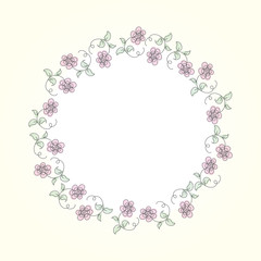 Cute Doodle circle floral frame