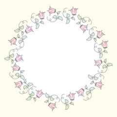 Cute Doodle circle floral frame