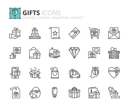Outline icons about gift